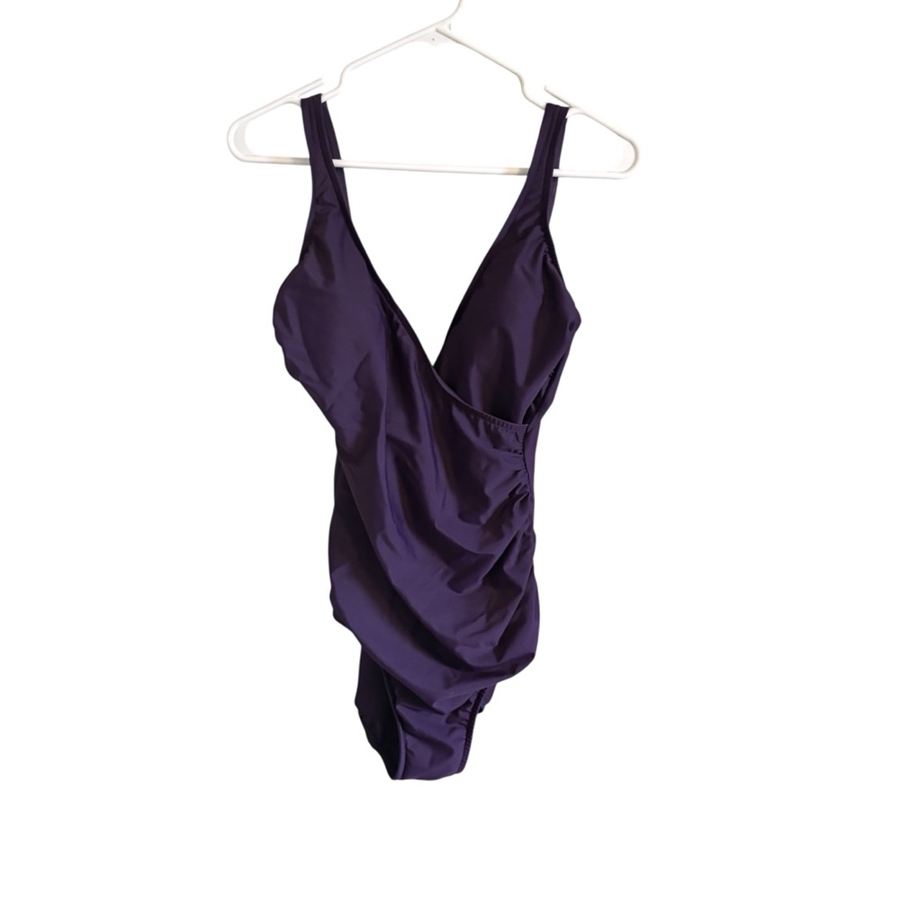 Miraclesuit Purple One Piece Swimsuit 12 EUC